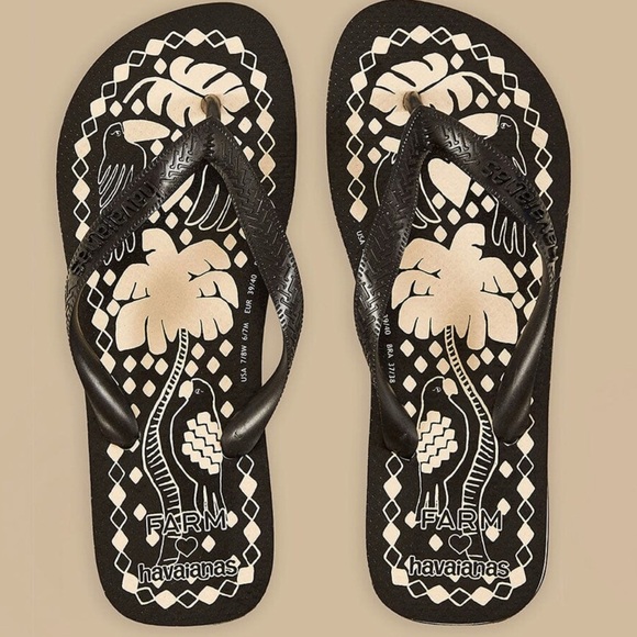 Farm Rio Jungle Scarf Havaianas Sandals, size 11 Women / 9 Men’s - Picture 1 of 6